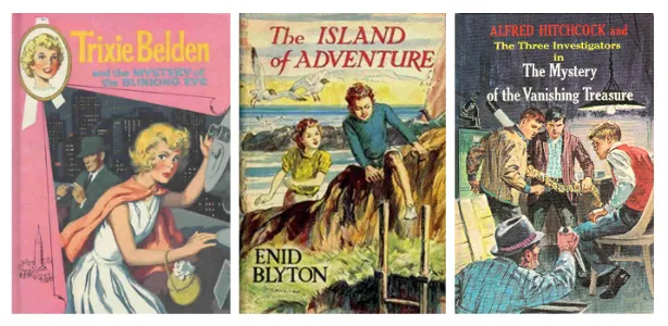 covers of Barnard's favourite childhood mysteries