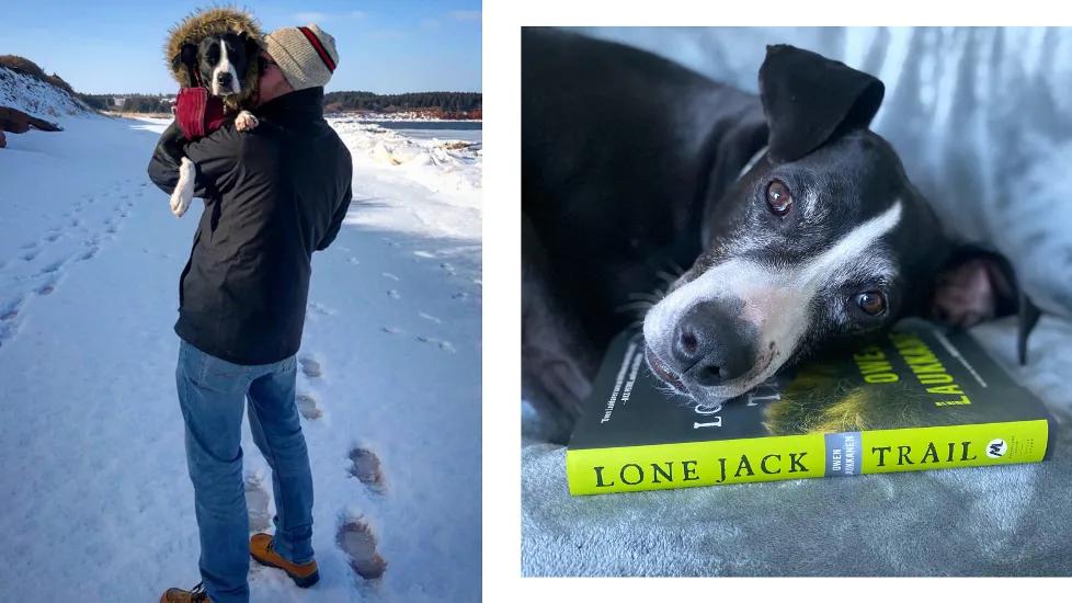 Owen Laukkanen and his rescue dog Lucy