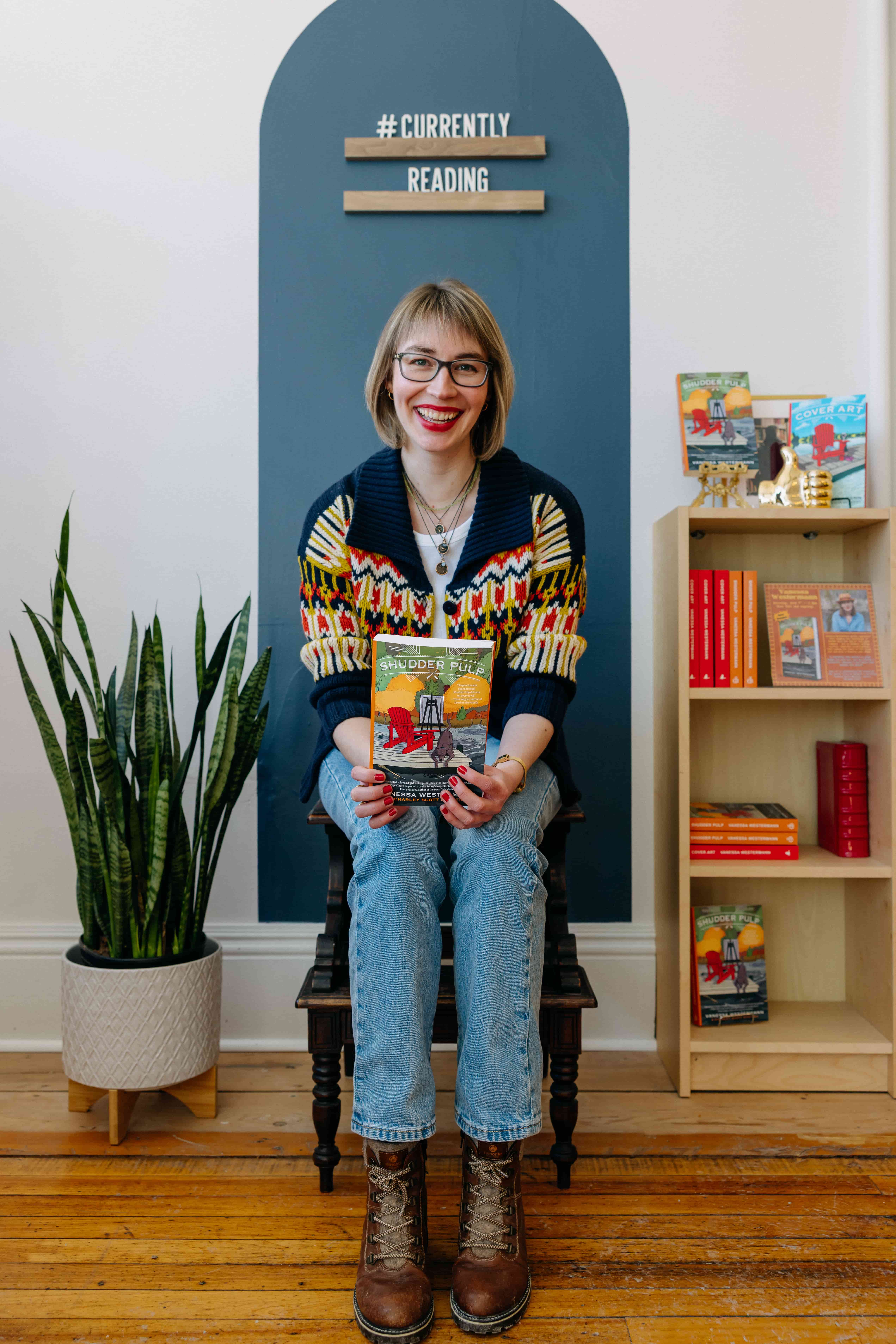 Vanessa presenting at Stirling Book Company