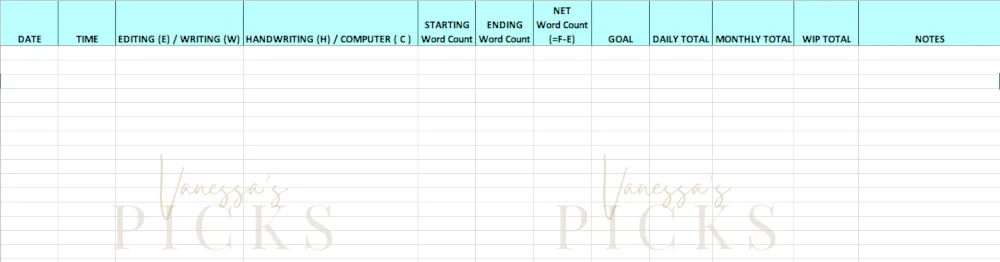 Excel Sheet Word Count Tracker